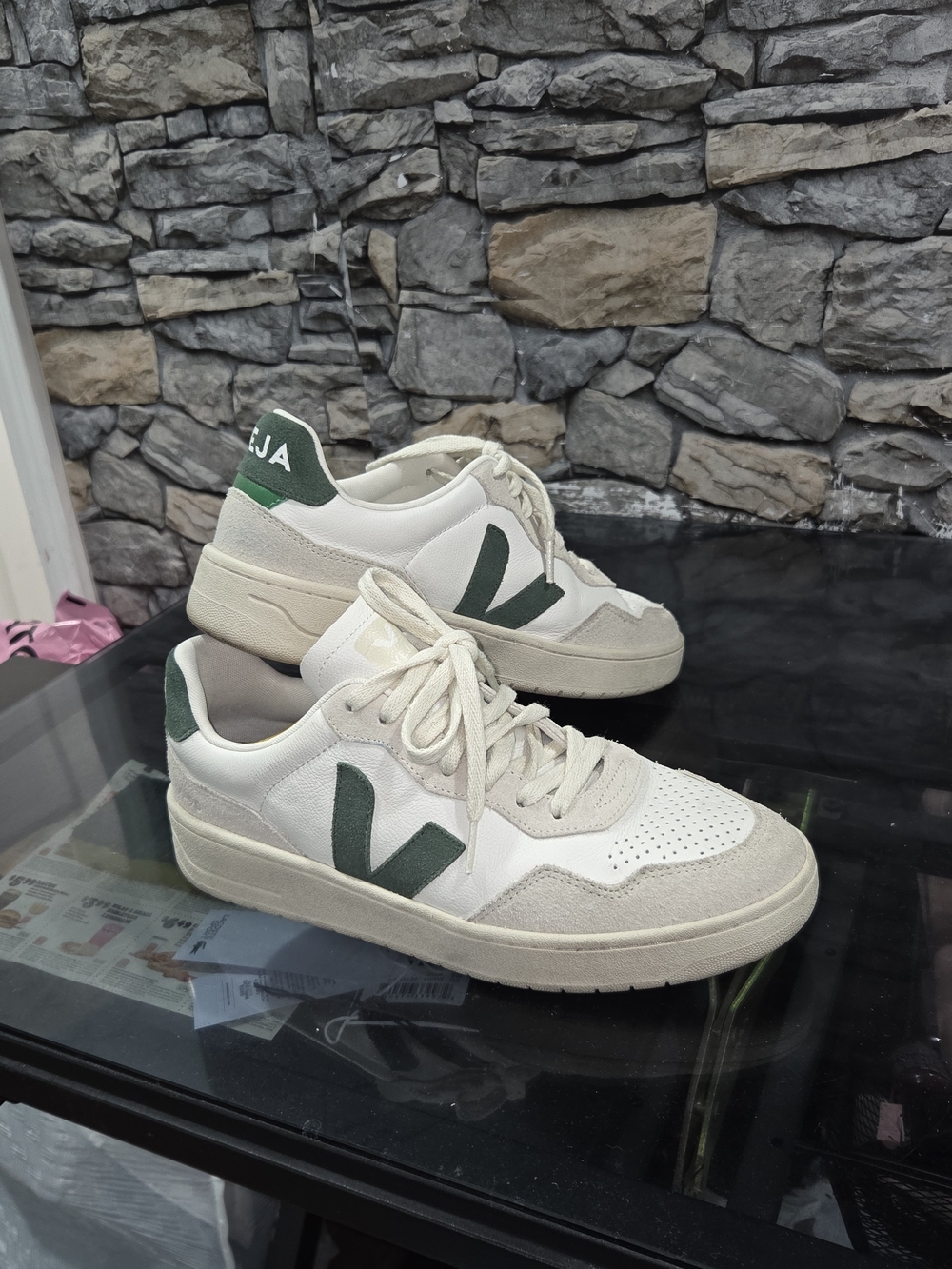 Veja V-10 Style Women's White and Green Casual Sneakers